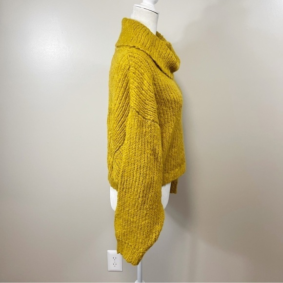 Pilcro ANTHRO Mustard Cowl Neck Long Sleeve Alpaca Wool Blend Yarn Sweater SMALL - Picture 7 of 10